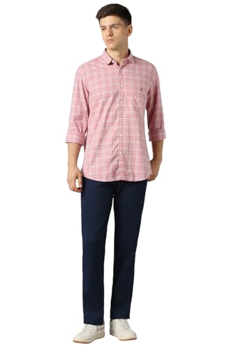 Louis Philippe Men's Slim Fit Premium Cotton Easy Care, Soft Handfeel Full Sleeve Checks Casual Shirt