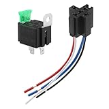 12V Fuse Relay Switch Harness Set with 30A Blade Fuse – 4-Pin SPST Automotive Relays with Built-in Fuse Holder, Heavy Duty 12 AWG Wires, Interlocking Mount