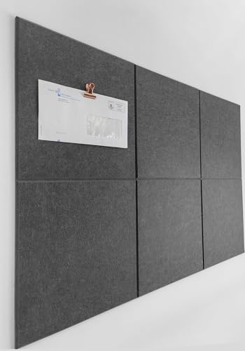 DECORITA Cork Board 24 x36 Alternative - 6 Pack Felt Wall Tiles with Safe Removable Adhesive Tabs, Cork Boards for Walls Cork Board for Home Office Pin Board Tack Board - Gray Black