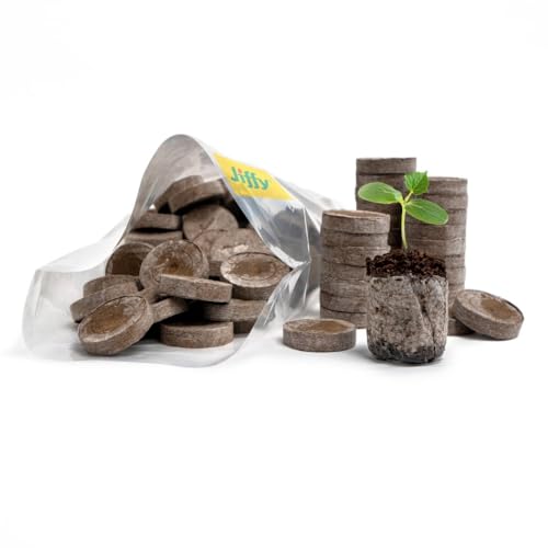 100 Count- Jiffy 36 MM Peat Soil Pellets Seeds Starting Plugs: Indoor Seed Starter- Start Planting Indoors for Transplanting to Garden or Planter Pot