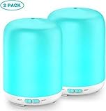 Essential Oil Diffuser, 120ml Aromatherapy Diffuser Portable Ultrasonic Cool Mist Aroma Humidifier with 7 Color Changing Lights, Waterless Auto Off-for Home, Office, Room, Baby, Spa,Yoga (2 Pack)