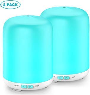Essential Oil Diffuser, 120ml Aromatherapy Diffuser Portable Ultrasonic Cool Mist Aroma Humidifier with 7 Color Changing Lights, Waterless Auto Off-for Home, Office, Room, Baby, Spa,Yoga (2 Pack) Essential Oil Diffuser, 120ml Aromatherapy Diffuser Portable Ultrasonic Cool Mist Aroma Humidifier with 7 Color Changing Lights, Waterless Auto Off-for Home, Office, Room, Baby, Spa,Yoga (2 Pack)