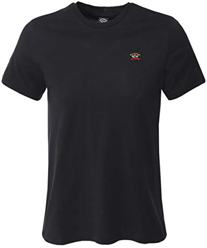 Paul and Shark Hombres Camiseta de Cuello Redondo de algodón Negro M