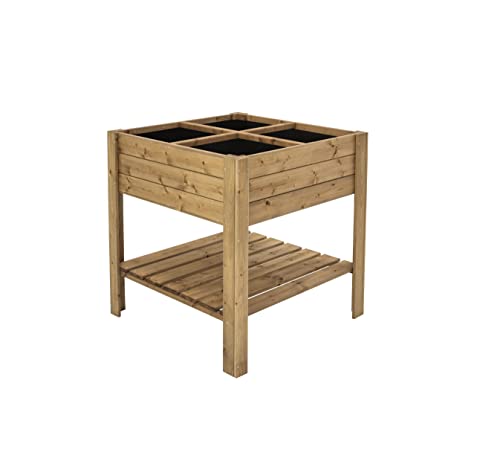 bwood® Hochbeet Holz mit 4 Abschnitten | Hochbeet Balkon | Pflanzkübel groß außen Holz | Blumenkasten Balkon | Pflanzkasten | FSC®-zertifiziertes Holz | Gegen Holzfäulnis behandelt | 80x80x88cm Cover