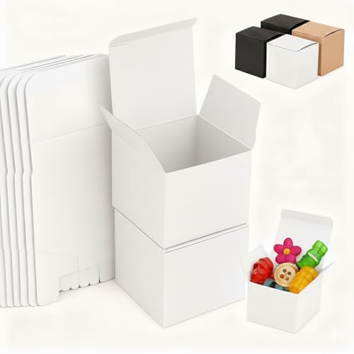 15 cajas de regalo de papel kraft blanco, cajas de cartón con tapa, caja de regalo cuadrada, 15 x 15 x 15 cm, ideal para regalos, fiestas, cumpleaños, bodas