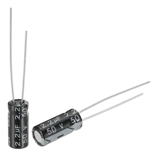 sourcing map 2.2uF 50V 5x11mm Electrolytic Capacitor, Radial Leads Aluminum Capacitors for TV, VCD, LCD Monitor, Speaker, 50Pcs