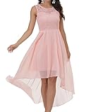 Laorchid Damen Festliche Kleid Abendkleid ärmellos Damen Elegant cocktailkleid Sommerkleid Spitzenkleid chiffonkleid brautjungfernkleider Knielang a Linie Hochzeit Rosa L