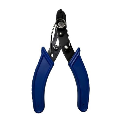 Image of Wire Stripper and Cutter, Chromium-Vanadium Alloy Steel, Ergonomic Rubber Handle, Spring-Loaded Locking Mechanism, Blue and Black, 13x7 Cm
