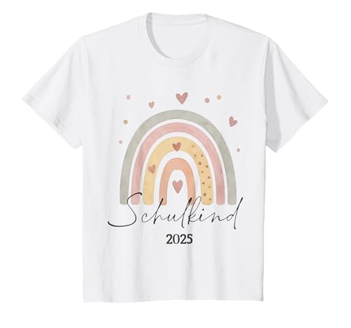 キッズ Schulkind 2025 ボーホー レインボー 学校初日 お祝い Tシャツ