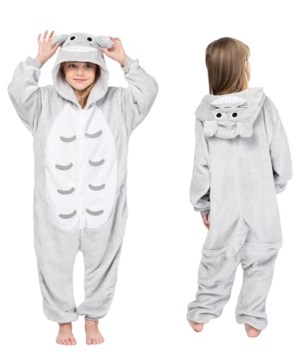 Kafferin Dragon Cartoon Party Cosplay Animal Hooded Jumpsuit Pajamas Unisex One Piece Loungewear Grey 6-8 Years