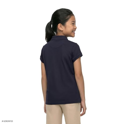 Image of IZOD Girls' School Uniform Short Sleeve Polo Shirt, Button Closure, Comfortable & Soft Interlock Fabric