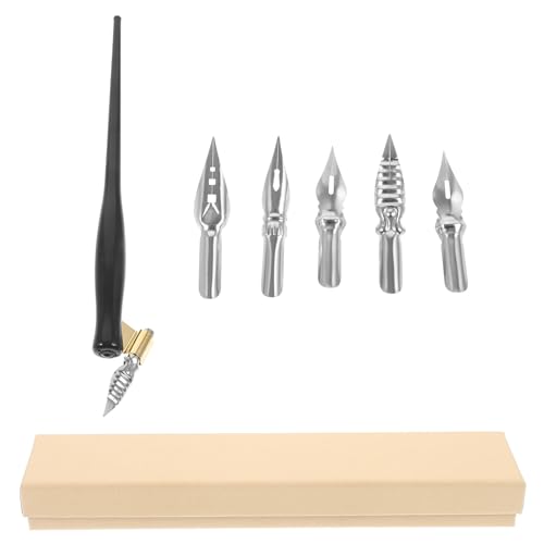 DECHOUS 欧式?古実木カリグラフィーディップペン 斜めチップ設計で滑らかな線描画 英文書道 サイン用ペン