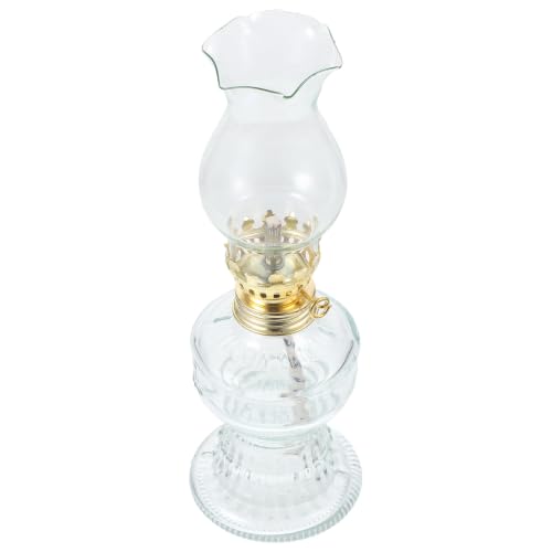 Healifty Lámpara de Aceite Vintage Hogar con Cubierta de Vidrio y Mecha de Algodón, Fácil de Usar Buena Transmisión de Luz, Adecuado para Cenas Familiares y Restaurantes