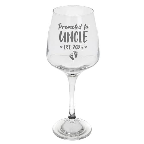 Always Looking Good Promoted to Uncle Wine Glass New Baby Announcement Gift Etched Wine Glass Pregnancy Reveal Ideas New Uncle to Be Present Idea Est 2025