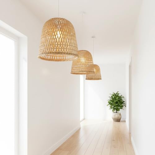 Baluue Bambus Lampenschirm Geflochten 8.27 Zoll Rund Pendelleuchte...