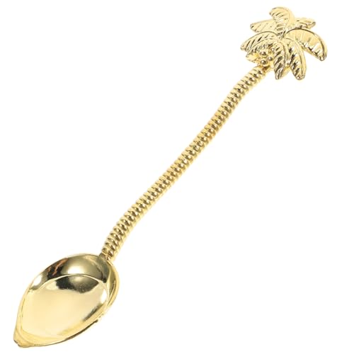TOPBATHY 2 StüCk Tropische Palmen KaffeelöFfel, Retro Kleine LöFfel, Goldene KaffeerüHrer, DessertlöFfel, 10,5 X 3 X 2,5 Cm, Zinklegierung,...
