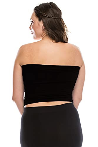 Kurve Women's Plus Size Bandeau - Basic Strapless Seamless Stretchy Tube Top, UV Protective Fabric UPF 50+ (Made in USA)3