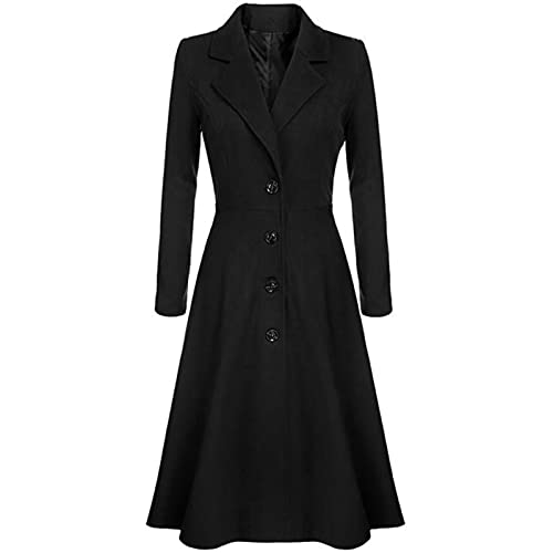 Ansenesna Wollmantel Damen Winter Lang Winterjacke Warm Wolle Wintermantel Elegant Tailliert Jacke Mantel Frauen A-Linie Vintage Wolljacke Knöpfe Damen-Mäntel Ohne Kapuze...