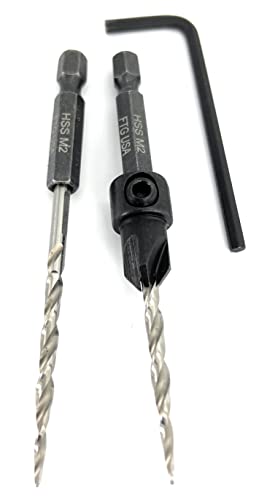 Image of FTG USA #6 (9 /64 inch) Wood Countersink Drill Bit w / 1 Repl. Bit & Hex Key | Features size #6 countersink and one extra 9 /64 inch replacement tapered bit. Includes an Allen wrench hex key tool