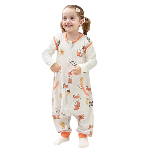 Image of HOMEAL 0.5Tog Toddler Sleep Sacks 12M-2T,Toddler Sleeping Sack with Legs, Sleep Sacks, Wearable Blanket, Fox