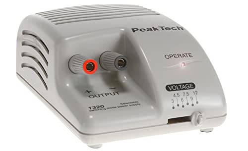 PeakTech einstellbares Mini Netzgerät DC 3V - 12V/ 3A - 36W Max. mit 4mm Buchsen/Polklemmen, 1 Stück, P 1320