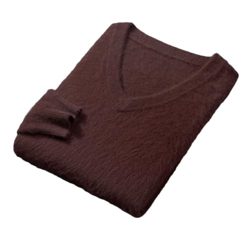 Men's Solid Color Casual Loose V-Neck Warm and Comfortable Simple Long-Sleeved Cashmere Sweater