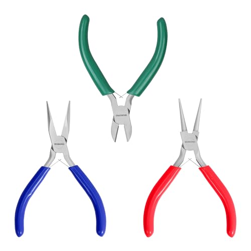 WORKPRO Jewelry Pliers Set, 3 Pack Jewelry Making Tool Kit- Needle Nose Plier/Chain Nose Plier...