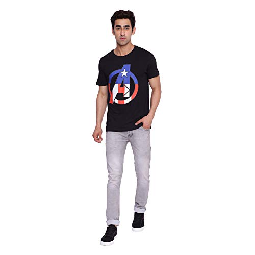 Image of Marvel Avengers by Wear Your Mind Men Round Neck Short Sleeves Knitted T-Shirt