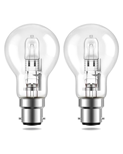 TobeBright 2-Pack 100W B22 A55 Halogen Light Bulbs, B22 Bayonet Halogen Bulbs Dimmable Warm White 2700K, 862lm Clear Large Bayonet Bulbs for Bedroom Hallway Living Room