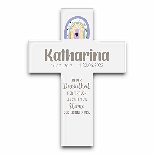 CHRISCK design Personalisiertes Grabkreuz mit vielen verschiedenen Designs - ideal als Andenken oder für den Friedhof - 23x33 cm
