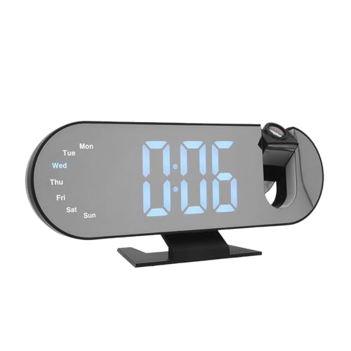 SUPVOX Reloj Despertador Digital LED con Proyección de Espejo, Pantalla Electrónica 23x9,4x5,6 Cm, Función Repetición, Alimentación por Pilas AAA y Puerto USB-c, para Dormitorio y