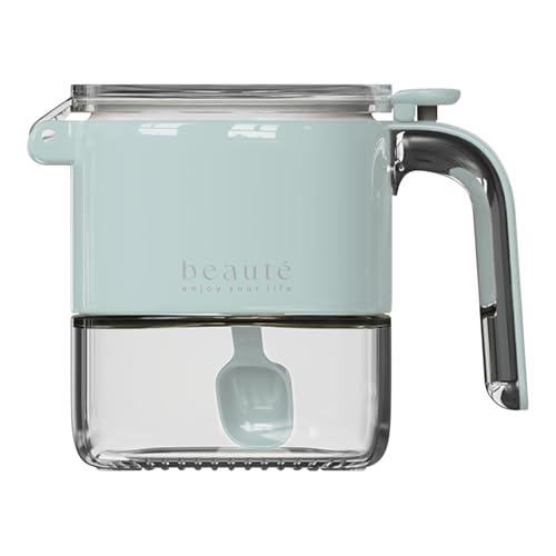 Jarras De Vidrio De Especias - Latas De Especias De Contenedores | Almacenamiiento De Füur Salaz Con Tapa Y Cuchara | Caja De Almacaaenamiento Hermética Para Sal De Pimienta De Almacenamie