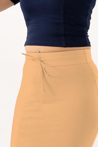 Image of DESI GIRL Cotton Lycra Stretchable Saree Shapewear Petticoat with Drawstring for Women | Fishcut Saree Petticoat with Side Slit for Easy Movement | Saree Shaper | Long inskirt