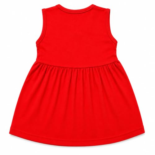 Image of Baby Girls Cotton Sleeveless Butterfly Print A-Line Frock Dress with Bow.