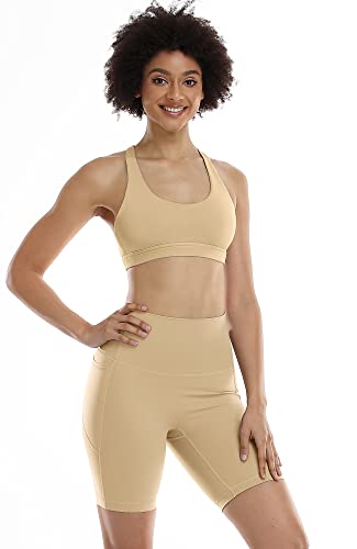 Image of icyzone Women's Padded Strappy Workout Running Sports Bras Medium Impact