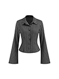 Stylish Striped Pattern: The sleek striped pattern adds understated flair, instantly elevating the piece with a touch of sophistication that feels both timeless and fresh Button-down closure: A versatile styling staple—wear it fully buttoned for a ne...