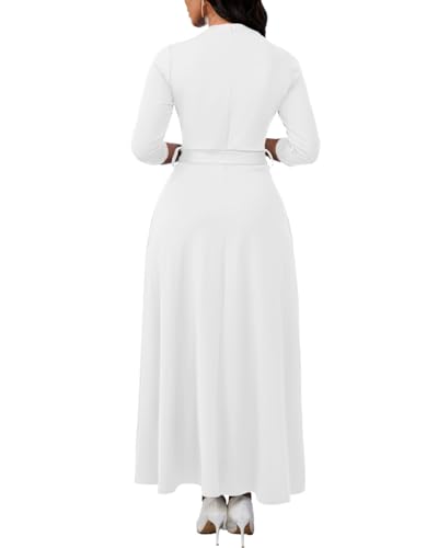 Maxi Dresses for Women Semi Formal Long Dress 3/4 Sleeve Casual A-line Church Dresses with Pockets4