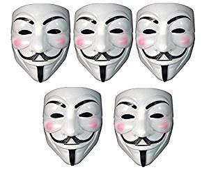 FAVELAV for Vendetta Plastic Fawkes Mask Anonymous VIP Edition Face-Mask Cosplay Protest (Set of 5)
