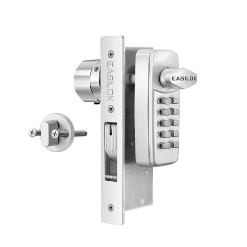 Keyless Entry Storefront Mortise Hook Door Lock Commercial Door Locks Mortise,Keypad Mechanical Zinc (Password) 100% Mechanical, No Electronic,Adams Rite Cam Replacement (Silver, 1.1/8