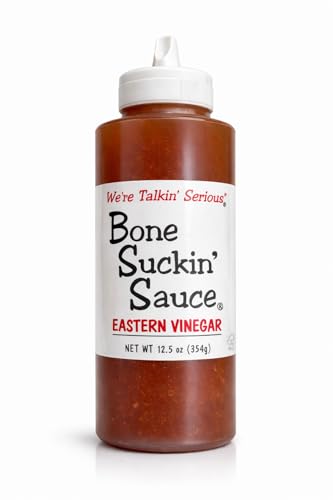 Bone Suckin’ Sauce Eastern Vinegar BBQ Sauce, Squeeze Bottle, Authentic Carolina Flavor, Zesty, Vinegar-Based Flavor, For Chicken, Pork, Beef, Potatoes, Gluten-Free, Non-GMO, Kosher (1 Count)