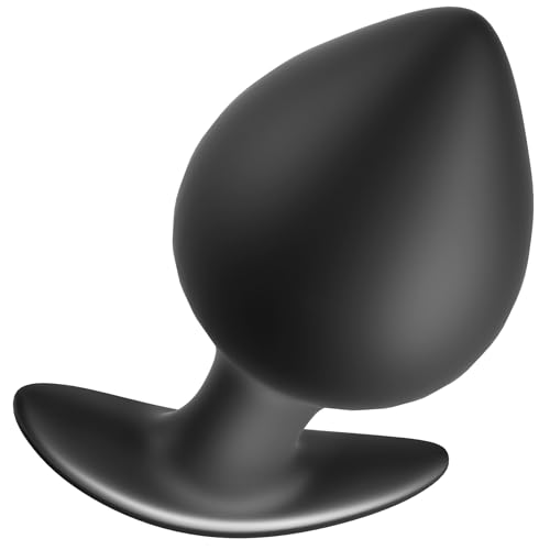 MEBAULT Anal Plug for Comfortable Long-Term Wear Butt Plug with Safe Curved Base & Slender Stem Black Silicone Prostate Massager Dilator Sex Toy for Women Men Masturbation (L)