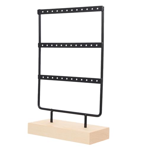 GATHINESS Expositor de Joyas de Hierro de Tres Capas Pequeño Negro, Perchero para Colgar Pendientes y Estante Organizador para Guardar Aretes en Hogar, Soporte Decorativo para Joyería