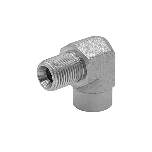 Image of (2-PACK) 5502-04-04 Hydraulic Adapter Fitting 1 /4 inch-18NPTF Male x 1 /4 inch-18NPTF Female 90Pipe Joints Elbow Carbon Steel