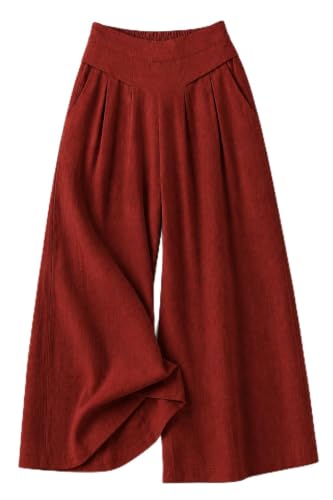 Image of Jawdrobe Women's Pure Cotton Flare Palazzo Pant | Wide Leg Trouser | Casual Office Wear | Relaxed Fit- Semi-Elastic High Waist