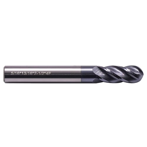 Image of BestParts 5 /16 inch 4 Flute Ball Nose Solid Carbide End Mill - AlTiN Coated | 30 Degree Helix, 5 /16 inch Cutting Diameter, 5 /16 inch Shank Diameter, 13 /16 inch Length of Cut, 2-1 /2 inch Overall Length