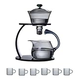Fire Kirin, Glas-Teekannen-Set, Halbautomatisches Tropfenrotieren mit Infuser, Chinesisches hitzebeständiges Lazy Kungfu Teeset, (Grau, Teekannen-Set)