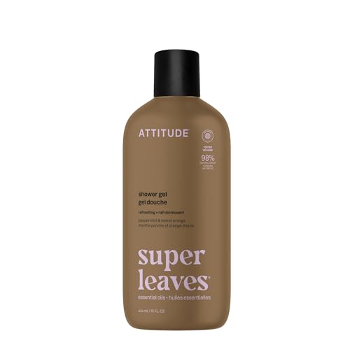 ATTITUDE Body Wash with Essential Oils Moisturizing Shower Gel Gentle Daily Cleanser EWG Verified Vegan Clean Beauty Skin Care Peppermint & Sweet Orange 15 Fl Oz