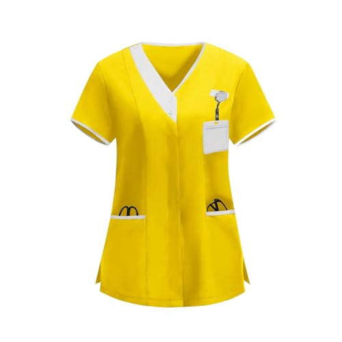 Image of 2026 Scrub for Cleaning Jobs Uniform, Multi Pockets Scrubs for Women Sets, V-Neck Top & Straight Leg Pants Scrubs Set