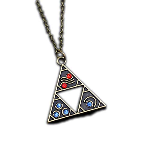 ArtkticaSupply The Legend of Zelda Games Series Inspired - The Legend of Zelda Special Edition Power Triforce Bronze Gemstone Necklace Pendant. Great Gift For a Gamer Friend And a Great Cosplay Item For Any Legend of Zelda Franchise Fan.