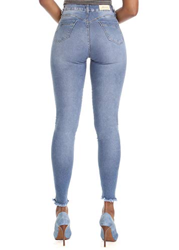Cigarrete Push Up C/Barra Desfiada Diferenciada, Feminino, Sawary Jeans, Indigo, 40